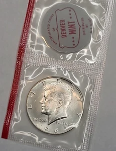1964 D KENNEDY HALF DOLLAR 90% SILVER BU UNCIRCULATED ORIGINAL US MINT SET CELLO - Picture 1 of 12