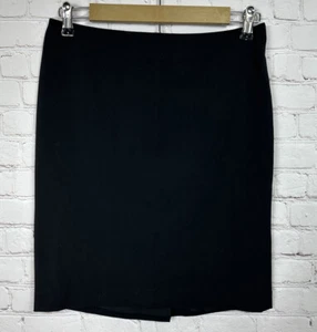 Red Saks Fifth Avenue Black Pencil Skirt with Faux Leather zipper trim, sz 2 - Picture 1 of 6