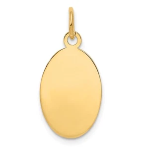 14k Yellow Gold Plain .011 Gauge Engravable Oval Disc Charm Pendant for Mom - Picture 1 of 2