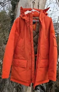 Parka nordico medio J Crew M con ecologico PrimaLoft AD603 arancione vibrante - Foto 1 di 21