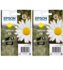 Epson 18 Daisy Yellow Ink Cartridges x2 Genuine Original Expression XP-312 XP202 - Picture 1 of 1