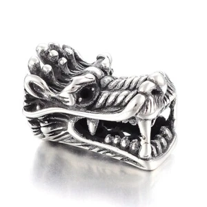 5Pcs Dragon Head Antique Silver 304 Stainless Steel Beads Jewelry Making 18x13mm - Picture 1 of 3