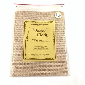 Vintage Banjo Cloth Cross Stitch Embroidery Fabric 14 ct Natural 12x18" Regency - Picture 1 of 1