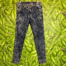 FLYING MONKEY BLUE Ankle Skinny Denim Blue Jeans High Rise Acid Wash
