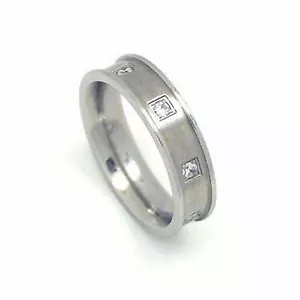 Anello a fascia RG56 Bausch K in acciaio inox con zirconi misura: 6, 8, 9, 10, 11,5, 12,5 - Foto 1 di 2