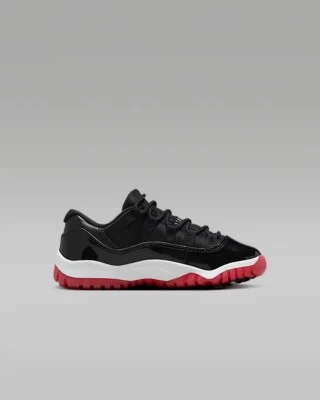 Nike Air Jordan Retro 11 XI Low Bred 2025 Negro Rojo Universitario PS Talla Preescolar - Imagen 1 de 4