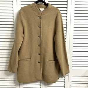 Talbots 100% Wool Coat Jacket Women's Beige Mid-Length Classic Coatigan Sz M - Picture 1 of 15