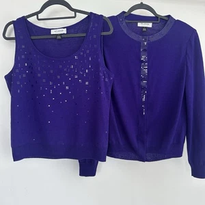 St John Sweater Top Set Medium Wool Blend Embellished Twinset Luxury Evening - Picture 1 of 9