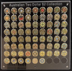 Australian 71 coloured Coins $2 coin collection 2012 - 2025 in Acrylic Display - Picture 1 of 18
