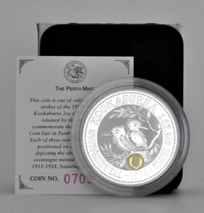 1994 Silver 2oz Kookaburra Proof Coin - Perth Coin Fair George V Gold Privy Mark - Picture 1 of 3