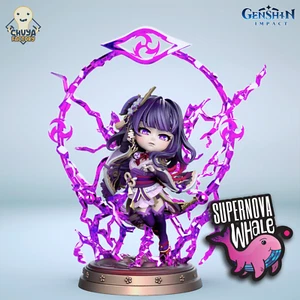 Chibi Raiden Shogun - Genshin Impact - Fully Painted Option - 14k Abs like Resin - Picture 1 of 5