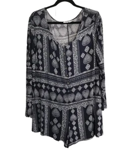 Revolve SOME DAYS LOVIN Damen Strampler Blau Paisley Blumen Playsuit Langarm S - Bild 1 von 4