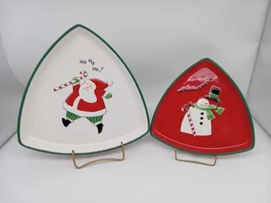 Fitz & Floyd New In Box Merry Christmas Appetizer Tray Set Santa & Snowman - Picture 1 of 16
