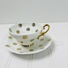 Stanley Fine Bone China Tea Cup & Saucer White  and Gold Coin Pattern England