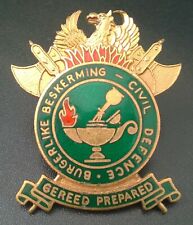 Civil Defence Force Cap Badge - LARGE - SADF South African Defence Force