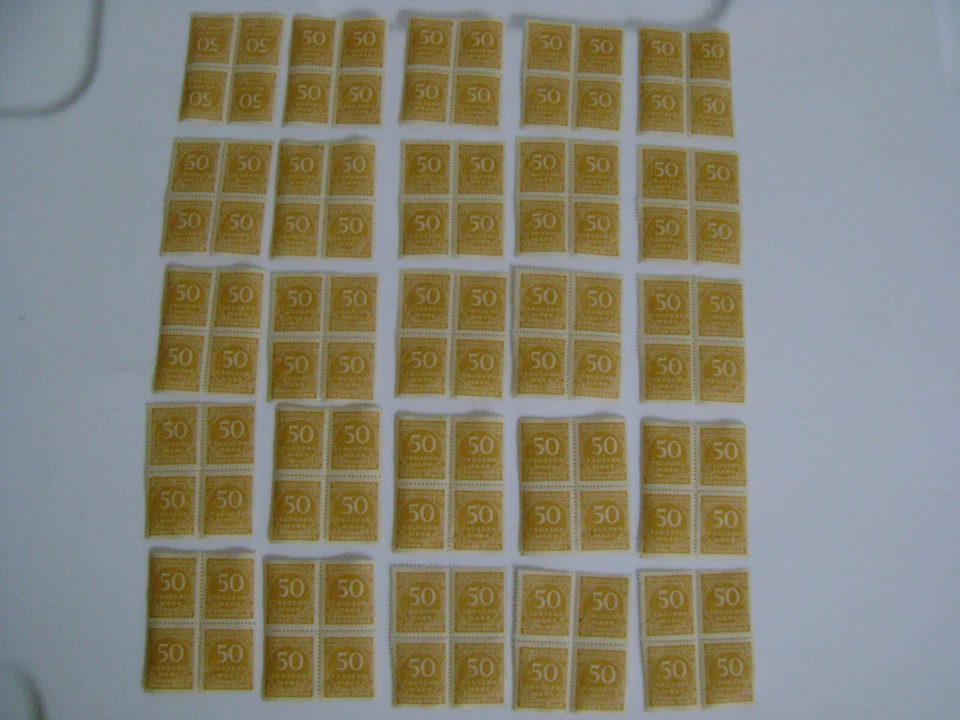 GERMANY DEUTSCHES REICH 50 TAUSEND MARK INFLATION STAMPS BLOCK 4s UNUSED VTG - Image 1 of 1
