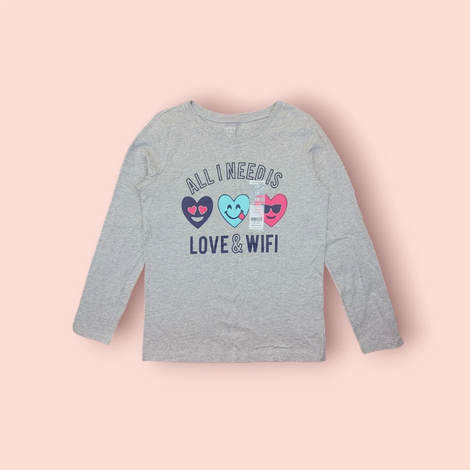 Camiseta manga larga Carter’s ALL I NEED IS LOVE & WI-FI niña talla 14 Foto 1 de 1