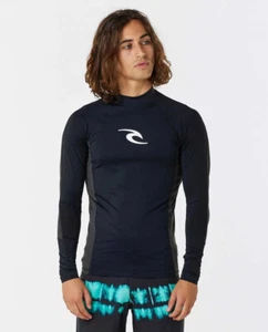 Rip Curl Wave Long Sleeve Rashguard - Men's - Large / Black - Picture 1 of 7
