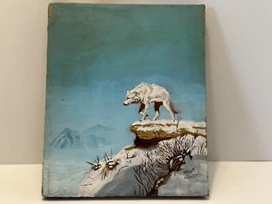 Original Painting Native American Artist Albert White White Wolf Snow Mountains - Picture 1 of 10