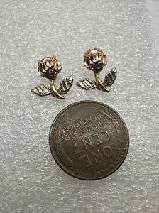 10K Tri Color Gold Earrings! Rose, Yellow And Green! — B3 - Picture 1 of 7