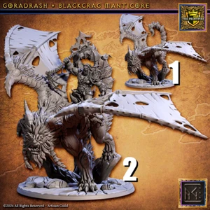 Goradrash, Manticore, w/ Orc Rider | Fantasy Boss Enemy | Resin Mini Miniature F - Picture 1 of 4