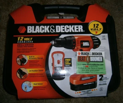 Taladro atornillador inalámbrico Black and Decker CD12SFK 12v con sensor de perno + estuche **NUEVO** Foto 1 de 4