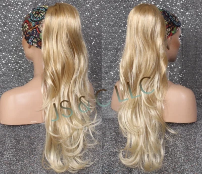 Mezcla Rubia Natural COLA DE CABALLO Pieza de Cabello Cordón ex Largo Suelto Relajado Ondulado Foto 1 de 4