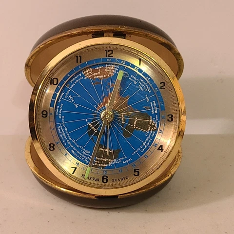 Vintage Bulova Folding Quartz World Time Travel Alarm Clock Japan (READ Working) Cover