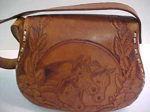 VINTAGE WESTERN PURSE LEATHER SADDLE BAG DESIGN PURSE - Picture 1 of 10