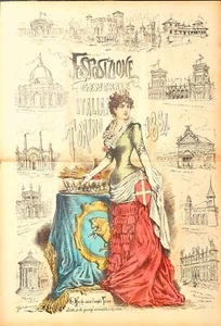 Esposizione di Torino 1884 illustrazione di Giorgio Ansaldi (1844-1922), in art - Picture 1 of 1