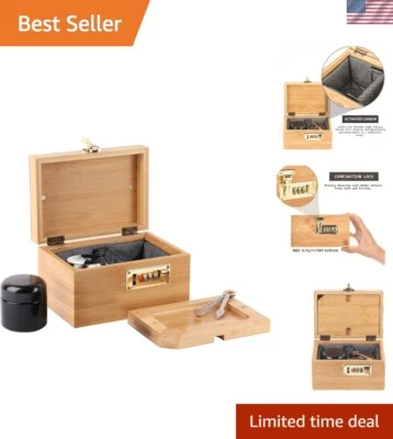 Elegant Water-Resistant Bamboo Box with Combination Lock - Great for Gifting - Image 1 of 4