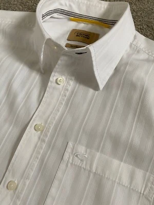 GORGEOUS CAMEL ACTIVE MODERN FIT WHITE WEAVE STRIPE LONG SLEEVE SHIRT L LARGE - Image 1 of 4