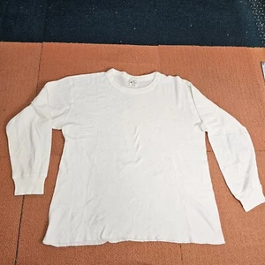 Champion USA Made Long Sleeve Solid T-Shirt Large 42-44 White Thermal Vintage S5 - Picture 1 of 8