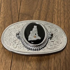 Vtg Chrome New Hampshire State Belt Buckle Live Free Or Die NH Granite State - Picture 1 of 4