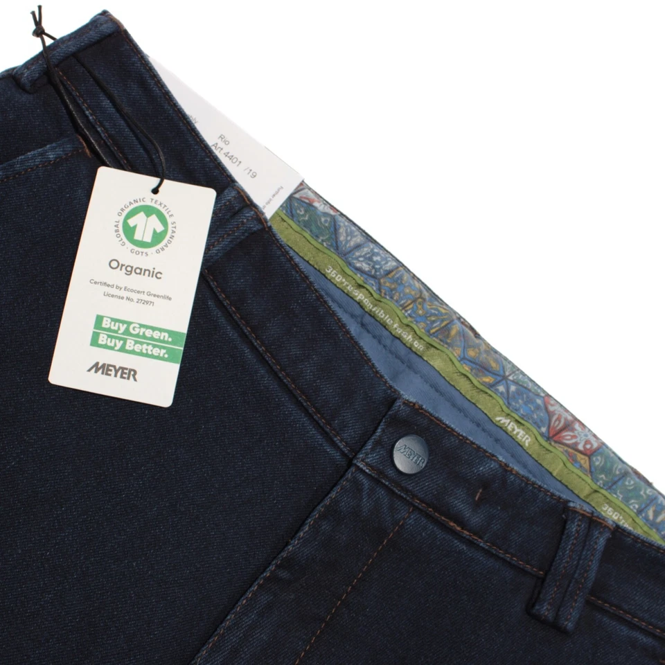 Meyer M5 5 Pocket Jean Cut Pants Size 33 US Slim In Solid Blue Cotton Blend