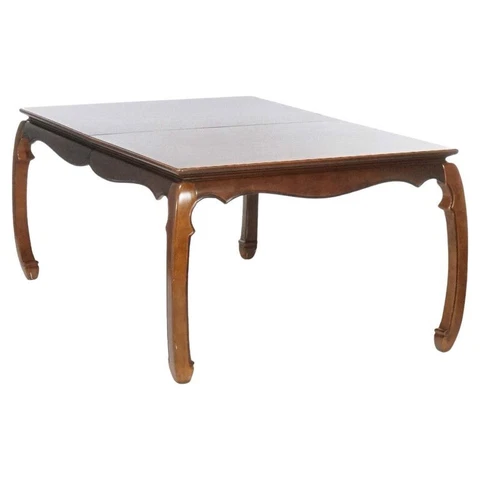 Chinese Chippendale Burl & Mahogany Dining Table 20th C Cover