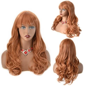 26" Long Wavy Wigs for Women Machine Made Premium Synthetic Black Brown Hair US - Picture 1 of 40