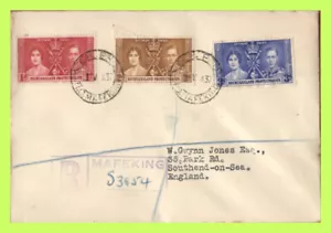 Bechuanaland 1937 KGVI Coronation set reg. First Day Cover, Mafeking - Picture 1 of 1