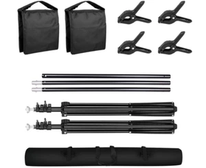 Photography Backdrop Support Kit 6.5' x 10' With 4 Clamps 2 Sandbags Carry Case - Picture 1 of 14