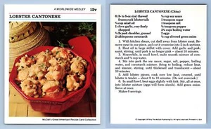 Lobster Cantonese #12V Medley McCall's Great American Recipe Card - Picture 1 of 1
