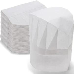 60 Pack Paper Chef Hats Non Woven Chef Hat for Baker Child Adult Cooking Kitc... - Picture 1 of 8