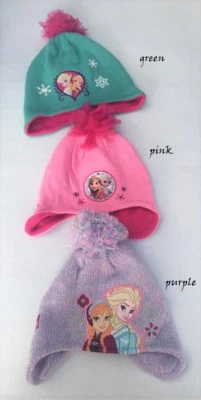 Girls Frozen Elsa Anna Princess Winter Crochet Hat Beanie *1-3, 4-8-12 years* - Image 1 of 4