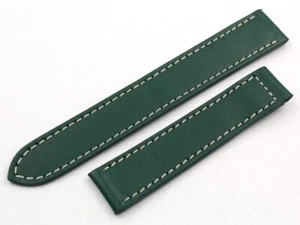 Sangle Artisanal Vrai Cuir Vert Bracelet 17mm Fermoirs Fermoir Made IN Italy - Imagen 1 de 4