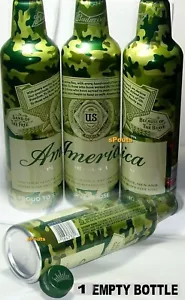 EMPTY ALUMINUM BOTTLE-CAN CAMO BUD AMERICA BEER LAND OF FREE-BECAUSE OF BRAVE 16 - Picture 1 of 5