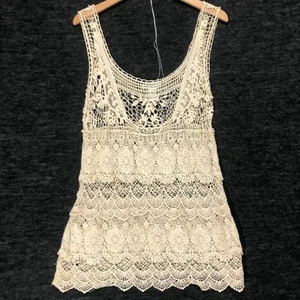 Ultra Pink Crochet Tank Top Sleeveless Layered Festival Boho Beach XL - Picture 1 of 5