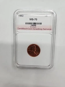 BRILLIANT 1962 1c GRADED MS70 RD Lincoln Penny Cent Coin CCGS #1295585 - Picture 1 of 14