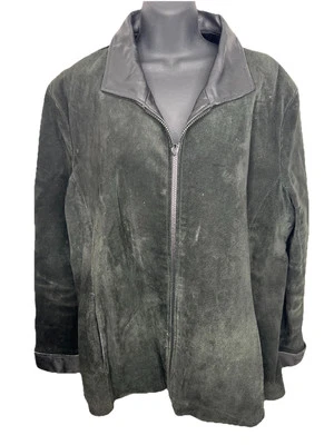 Jaqueta feminina Reed preta de couro camurça forrada com zíper completo tamanho 2x - Imagem 1 de 4