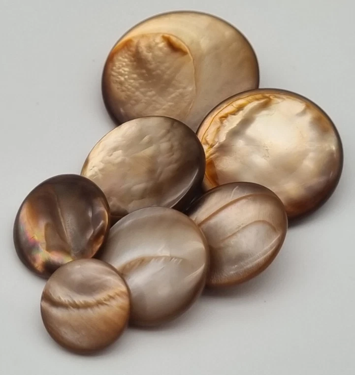 Brauner Perlmutt Ösen-Knopf 11-23 mm / Mother-of-Pearl Button Bouton Nacre P5 - Bild 1 von 1