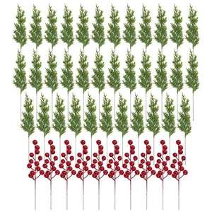 45 PCS Christmas Greenery Picks Artificial Pine Branches Needles Garland Stems - Picture 1 of 12