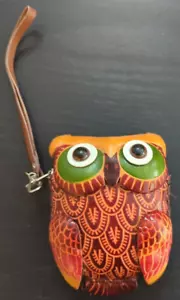 3.5 Inch Leather Owl Wrist Purse - Picture 1 of 7